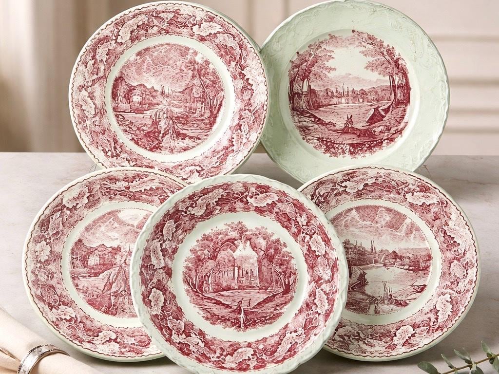 Antique Red Plates - Etsy