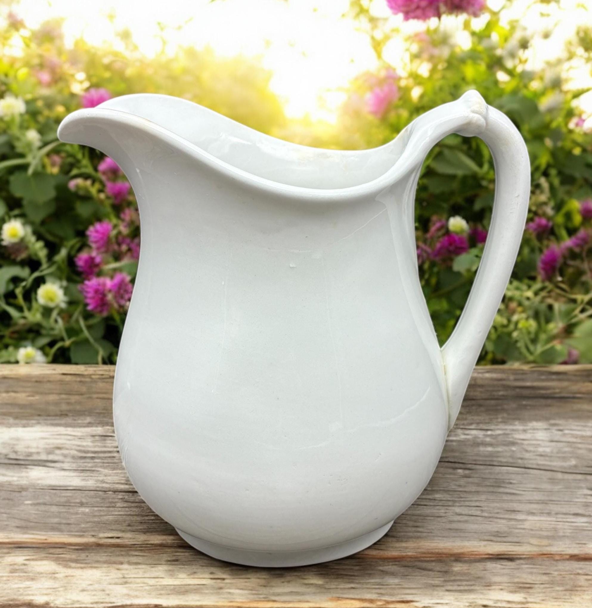 White Pitcher and Bowl - Etsy
