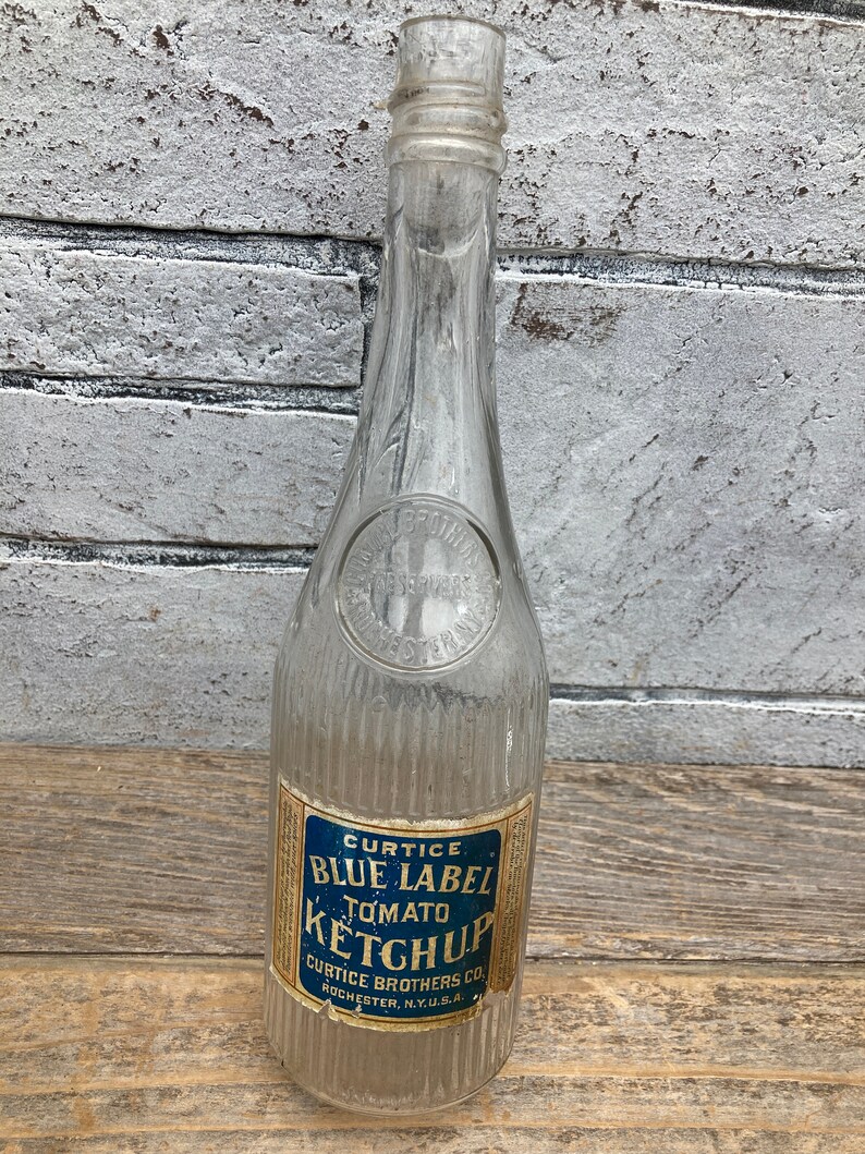 ANTIQUE Curtice Brothers Blue Label Tomato Ketchup Bottle Etsy