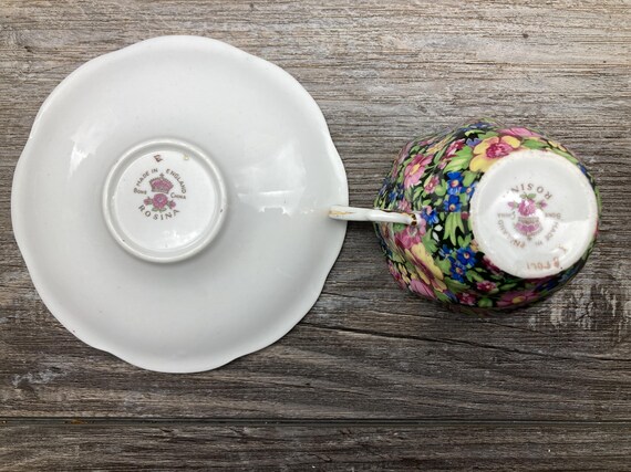 ROSINA Floral Chintz Teacup and Saucer Vintage Bone China