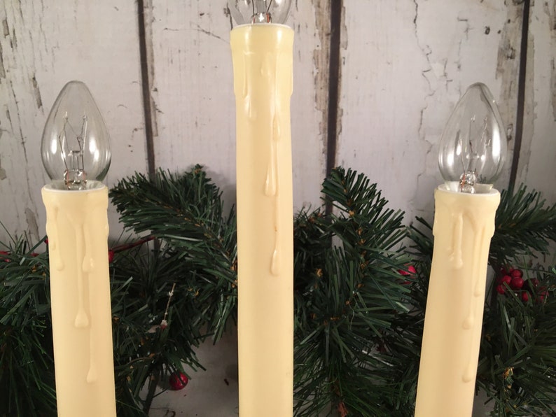 Christmas Window Candles Ivory Color Mid Century Plastic Etsy