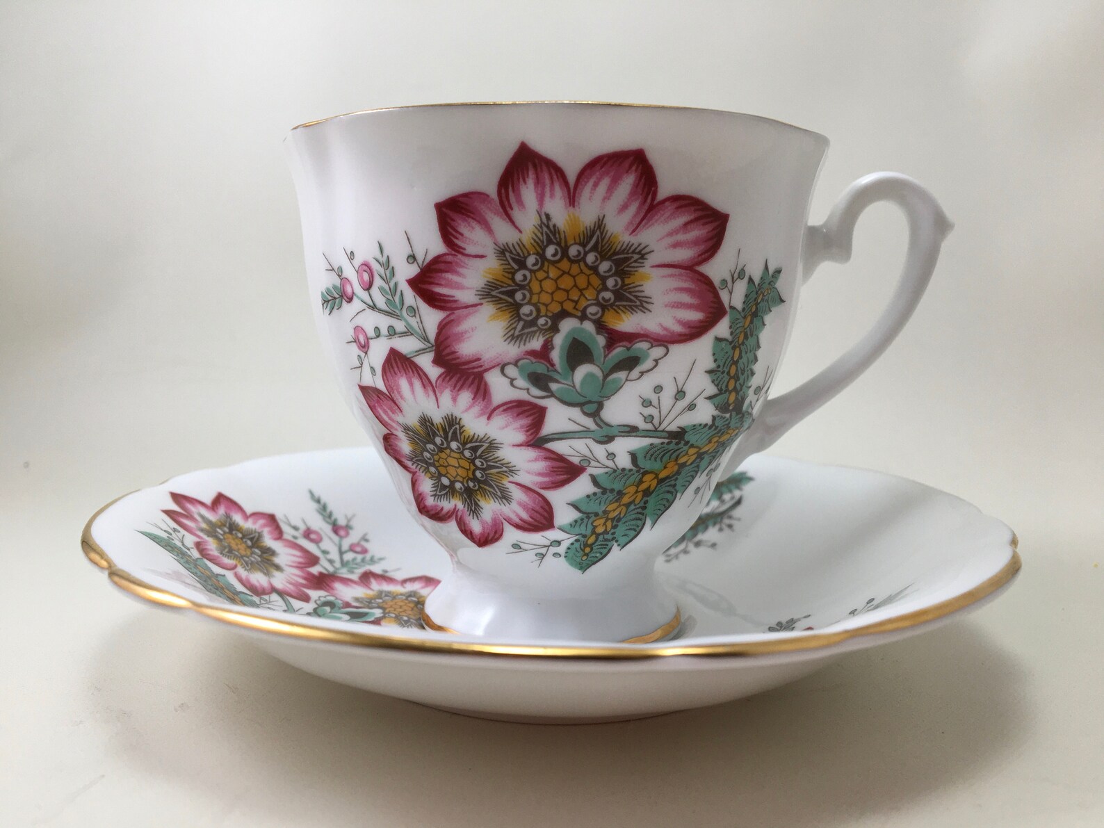 Clarence Bone China Teacup and Saucer Tea Party Wedding Decor Etsy