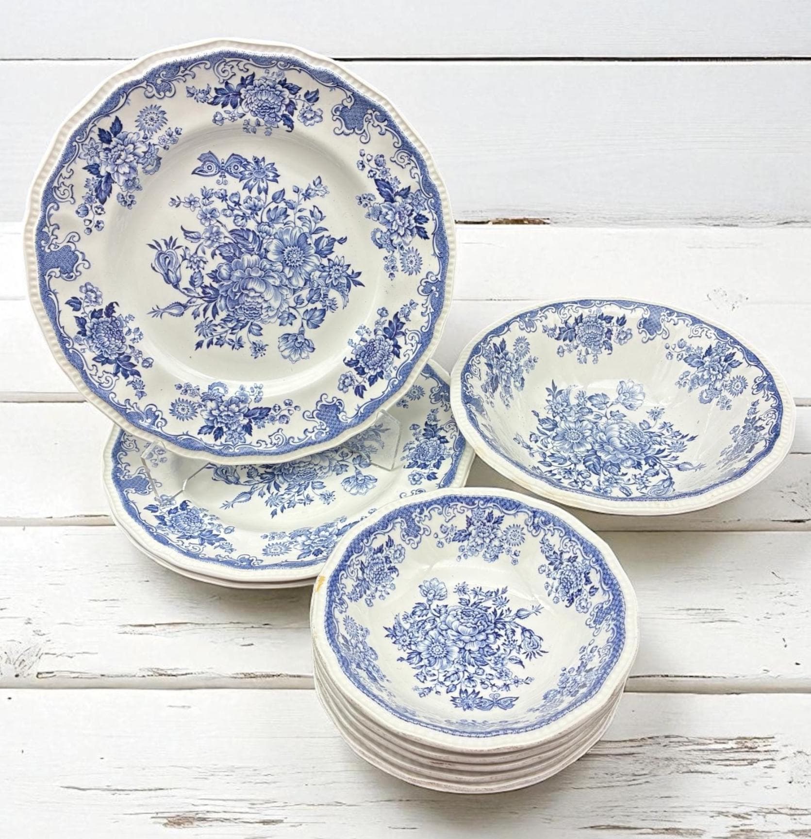 Kensington Balmoral Ironstone Plate: Blue Floral Staffordshire