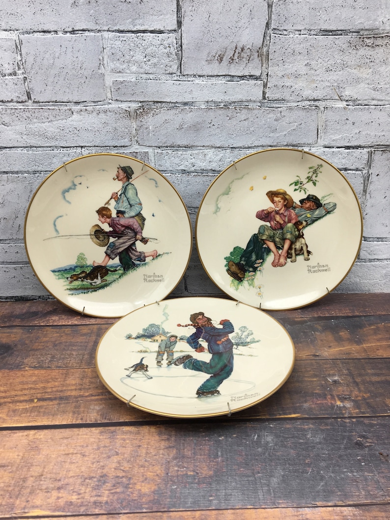 Norman Rockwell Collector Plate 1974 Gorham China Four Seasons Vintage Home Wall Decor Wall Collectible Hanging Plate American Artist