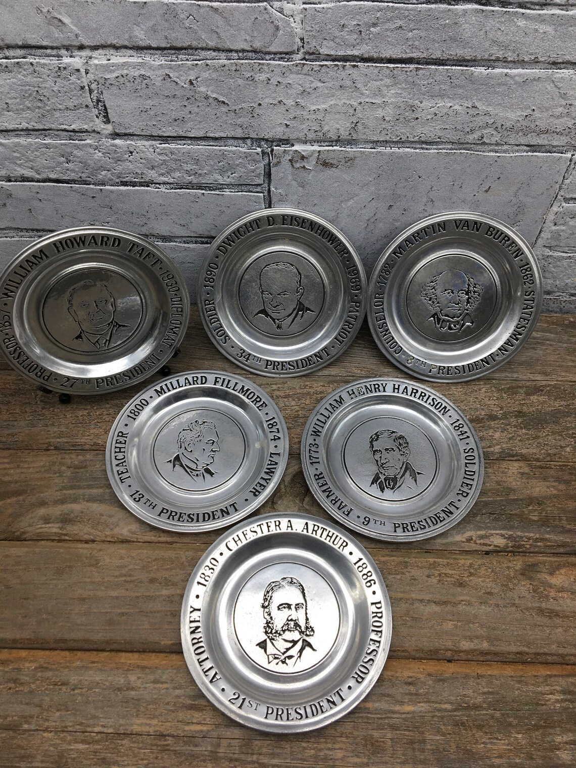 1972 Wilton Pewter Collectible Presidential Plates Ediciones Etsy España