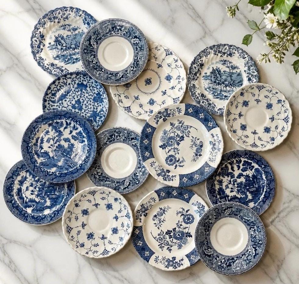 Blue and White Plates Vintage - Etsy