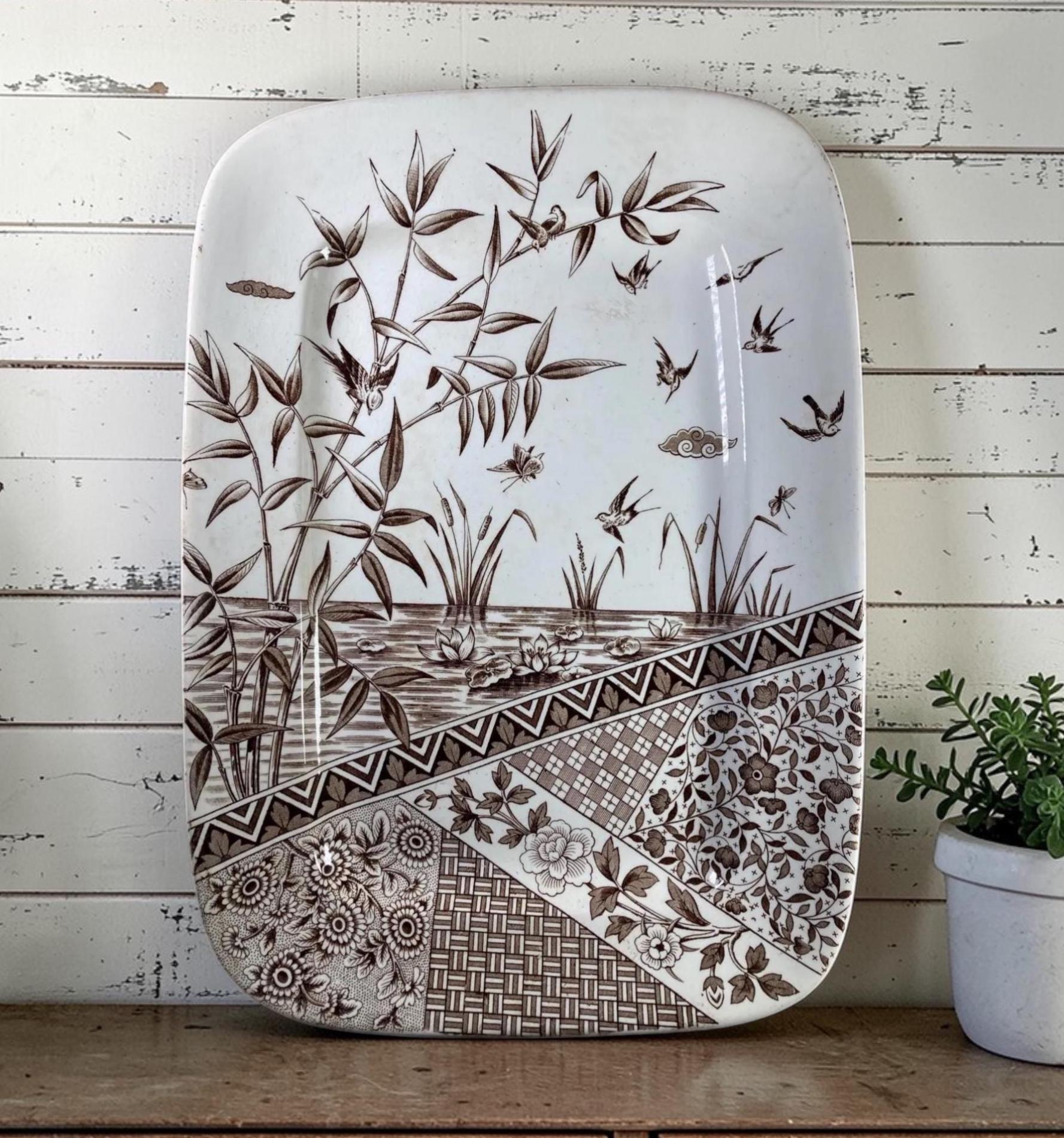 Antique Movement Platter | W.H. Grindley Burmah Transferware 1883