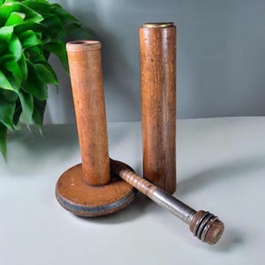 Vintage Old Wooden Industrial Textile Bobbins / Spools Rustic Farmhouse Country Decor Shabby Primitive Industrial Decor stoneridgeattic
