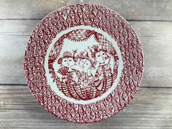 Bjorn Wiinblad Nymolle Collector Plate: L'opera Red and White