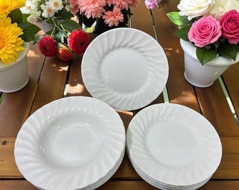 Vintage Churchill Chelsea White Plates or Bowls: Embossed Ironstone Farmhouse Tableware