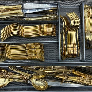 TOWLE "King Arthur" Pattern ~Gold Plated Flatware Set ~Service for 12 ~79 Pieces!