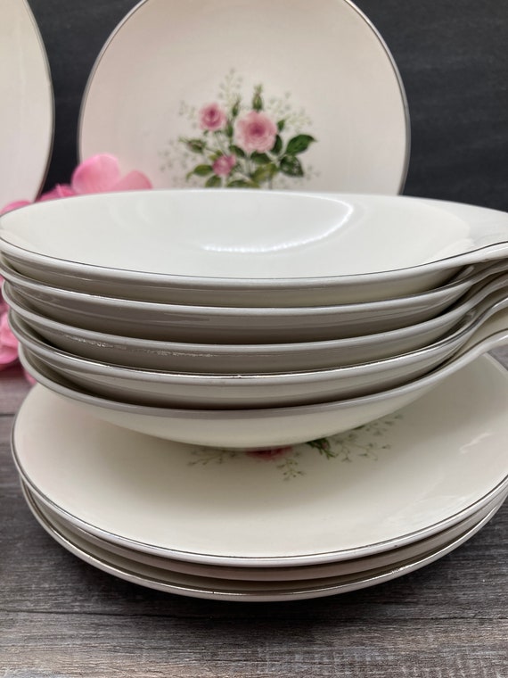 Queen's Rose China: Royal China Pink Roses, Platinum Trim, USA - Etsy