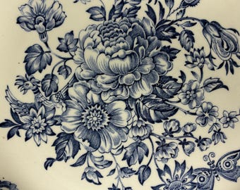 Kensington Balmoral Ironstone Plate: Blue Floral Staffordshire