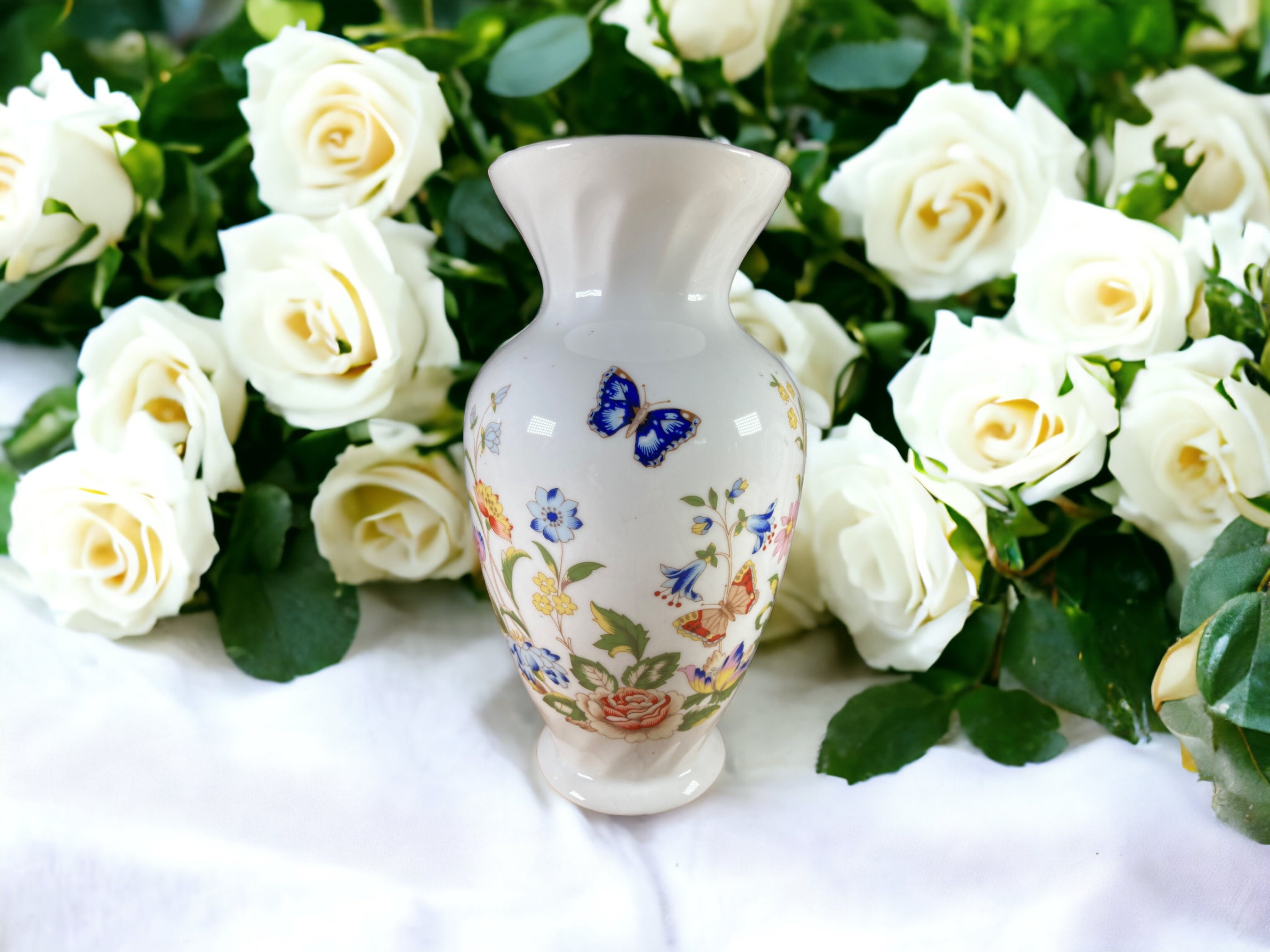 Aynsley Bone China Clock or Vase: Pembroke & Cottage Garden Decor