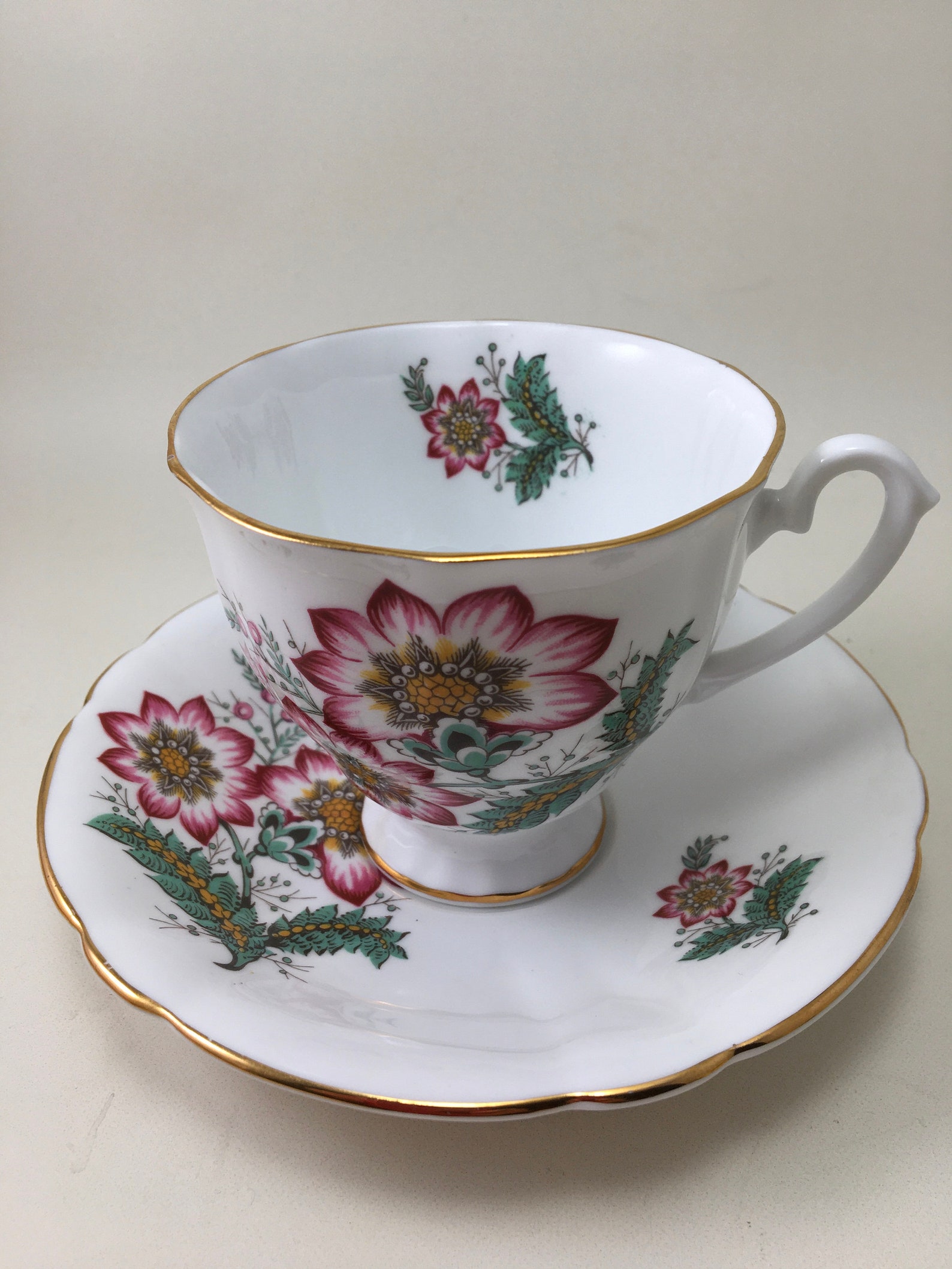 Clarence Bone China Teacup and Saucer Tea Party Wedding Decor Etsy