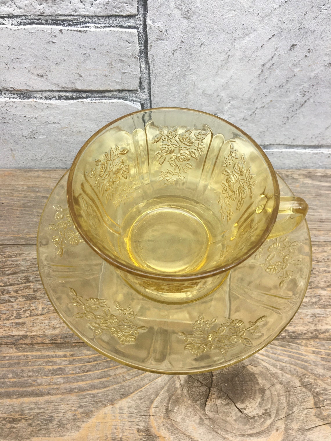Vintage Amber Depression Glass Sharon / Cabbage Rose Pattern Etsy
