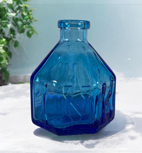 ヴィンテージ ウィートンガラス ピーコックブルー インク壺 / バド花瓶