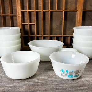 Anchor Hocking Fire King Milk Glass Bowls With Handle - Etsy