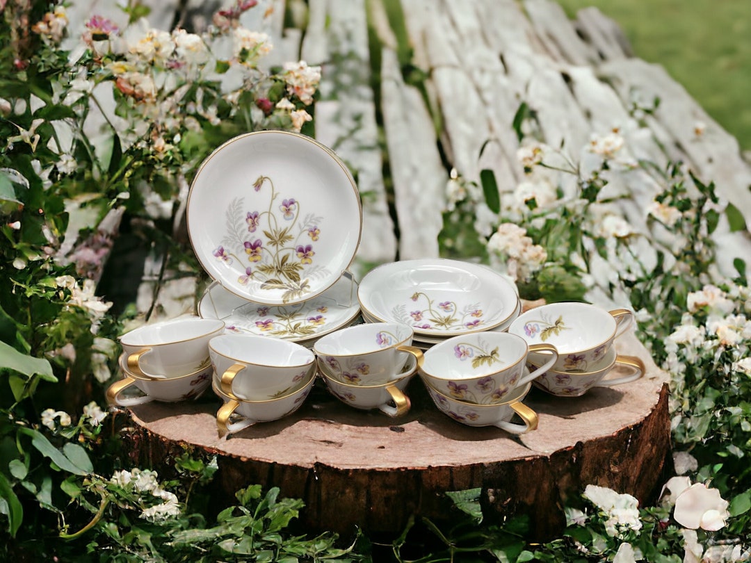 Vintage Noritake Joyce China: Floral Teacup, Bowl, or Plate, Gold