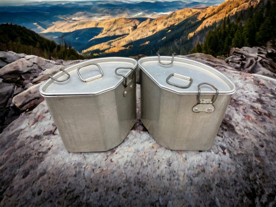 Vintage 1958 Two STANLEY Thermos and Metal Food Box Picnic, Travel Set,  Leather Zip Case, N944 NO RUST 