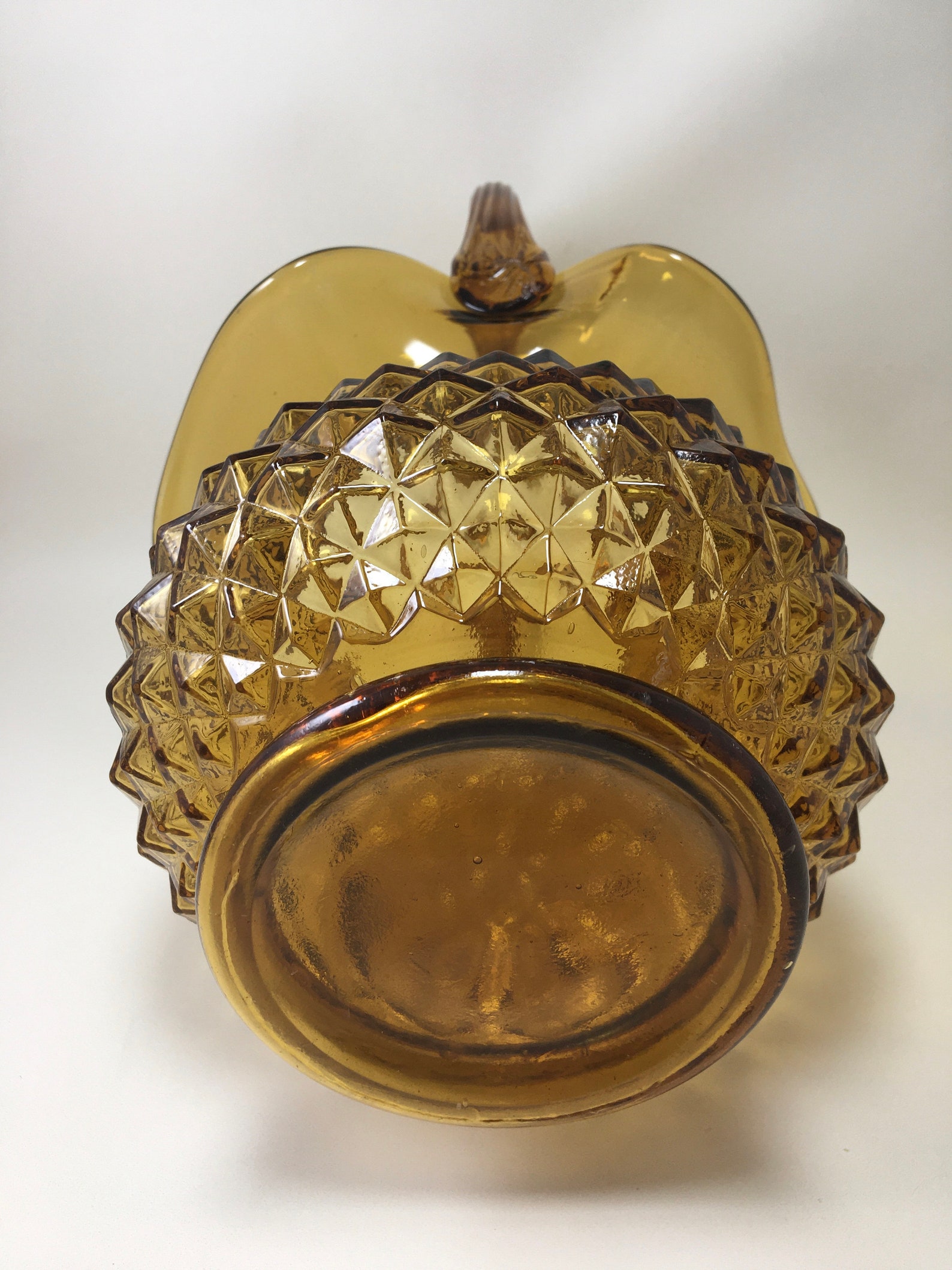 Vintage Collectible Amber Glass Basket With Handle Diamond Etsy