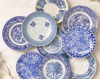 Vintage Blue Transferware Saucers -YOU CHOOSE! Wall Plate Display~ Country/ Cottage/ Farmhouse