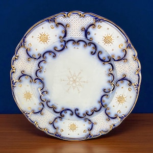GORGEOUS Vintage Display Plate Cobalt Blue and Gold Design Display Plate Wall Plate Serving Plate stoneridgeattic