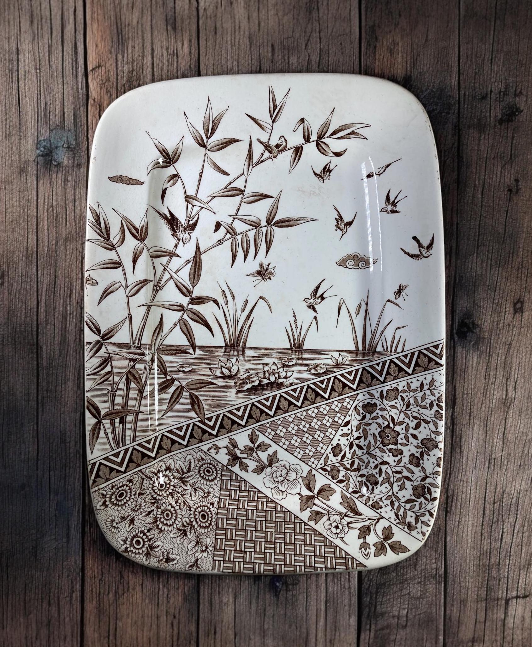 Antique Movement Platter | W.H. Grindley Burmah Transferware 1883