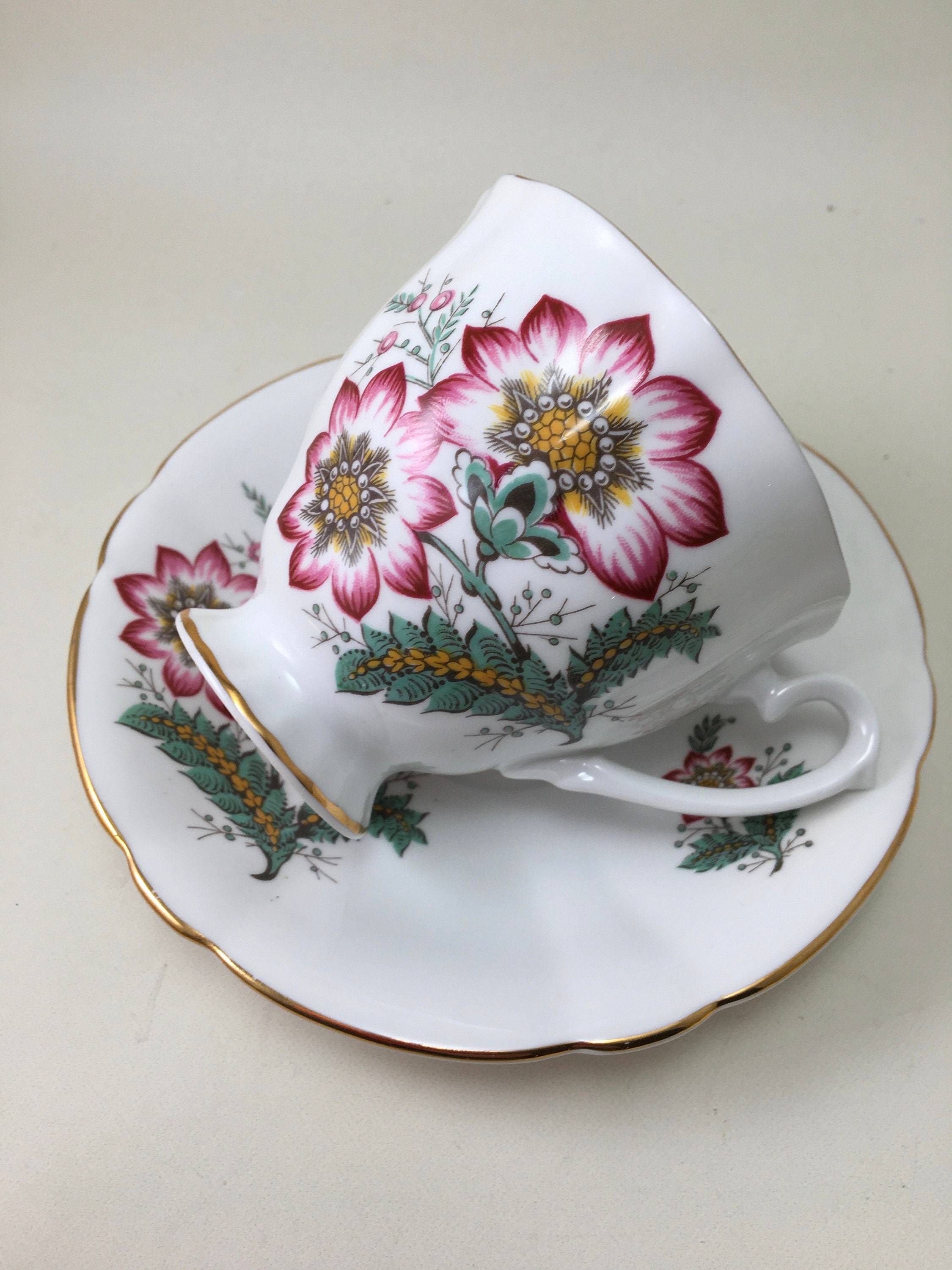 Clarence Bone China Teacup and Saucer Tea Party Wedding Decor Etsy