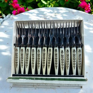 Vintage 12-Piece Stainless Steel Cutlery - MINI FORKS ~ Fruit / Cheese / Canapes / Hors D&#39;Oeuvres ~ Entertaining stoneridgeattic