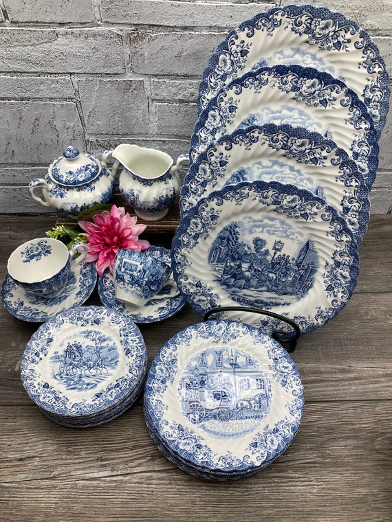 Johnson Brothers coaching Scenes Blue Transferware Etsy