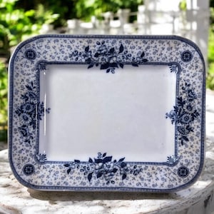 RARE~Antique CLIFF China "CANTERBURY" Pattern 19th Century Rectangular Platter / Serving Plate Display Plate Wall Decor Farmhouse Country