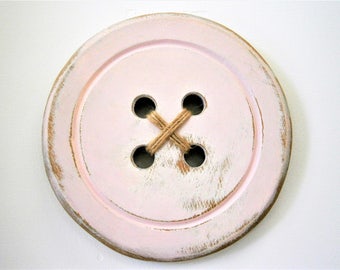Wood Button Wall Art Mint Painted Large Button With A Etsy