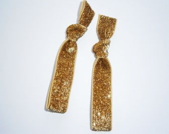 Set of 2 Glitter Hair Tie Package by Crimson Rose Cottage - Gold Glitter Hair Ties that Double as Bracelets