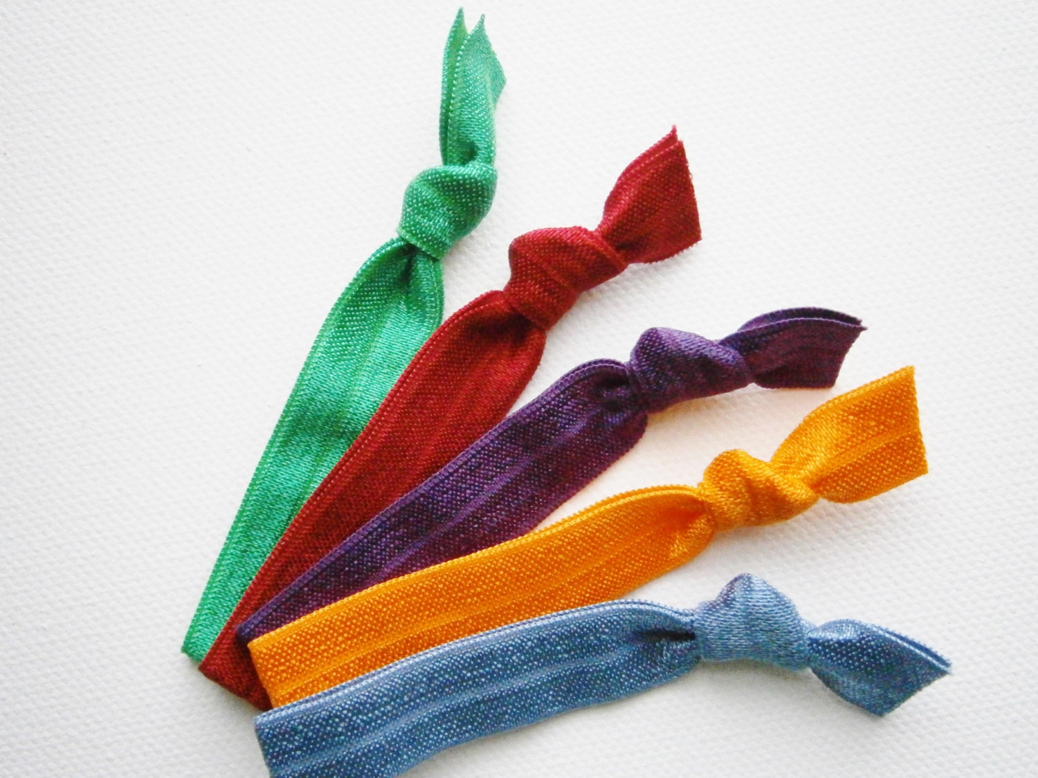 Skylar Set of 5 Solid Color Hair Ties by Crimson Rose Cottage/Boho Elastic Hair Tie/Boho Soft