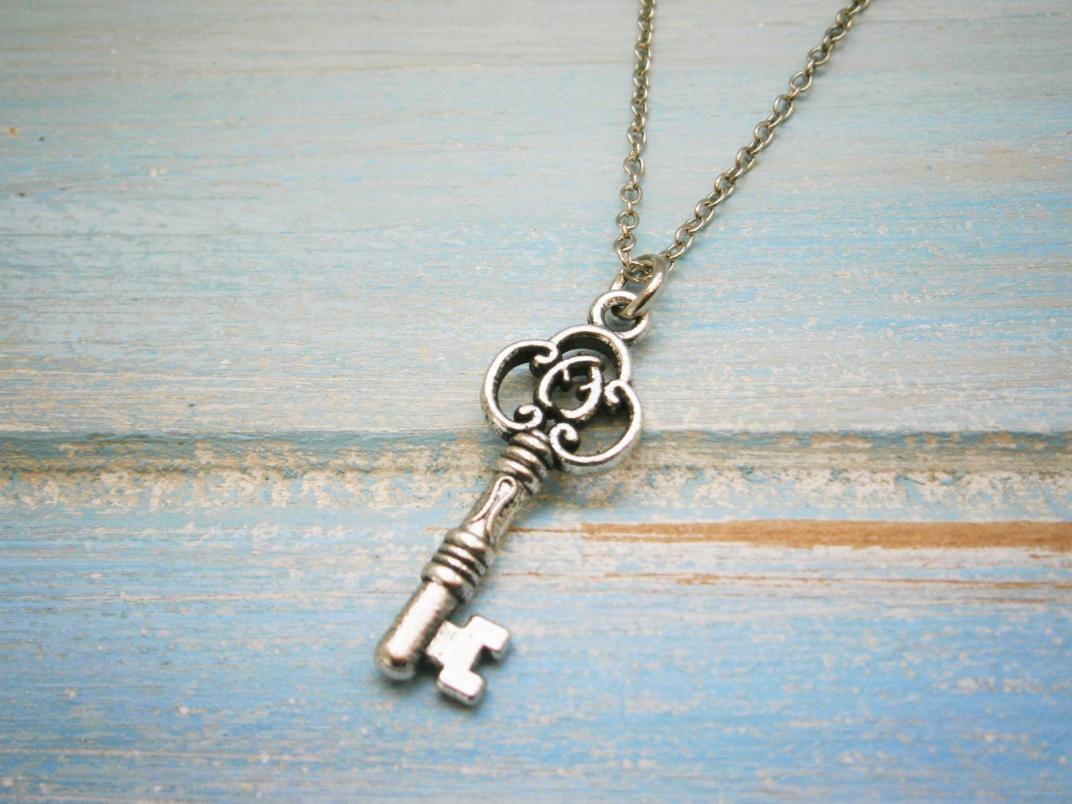 Filigree Key Rack Antique Silver Small Filigree Key Charm Necklace/boho Necklace ...