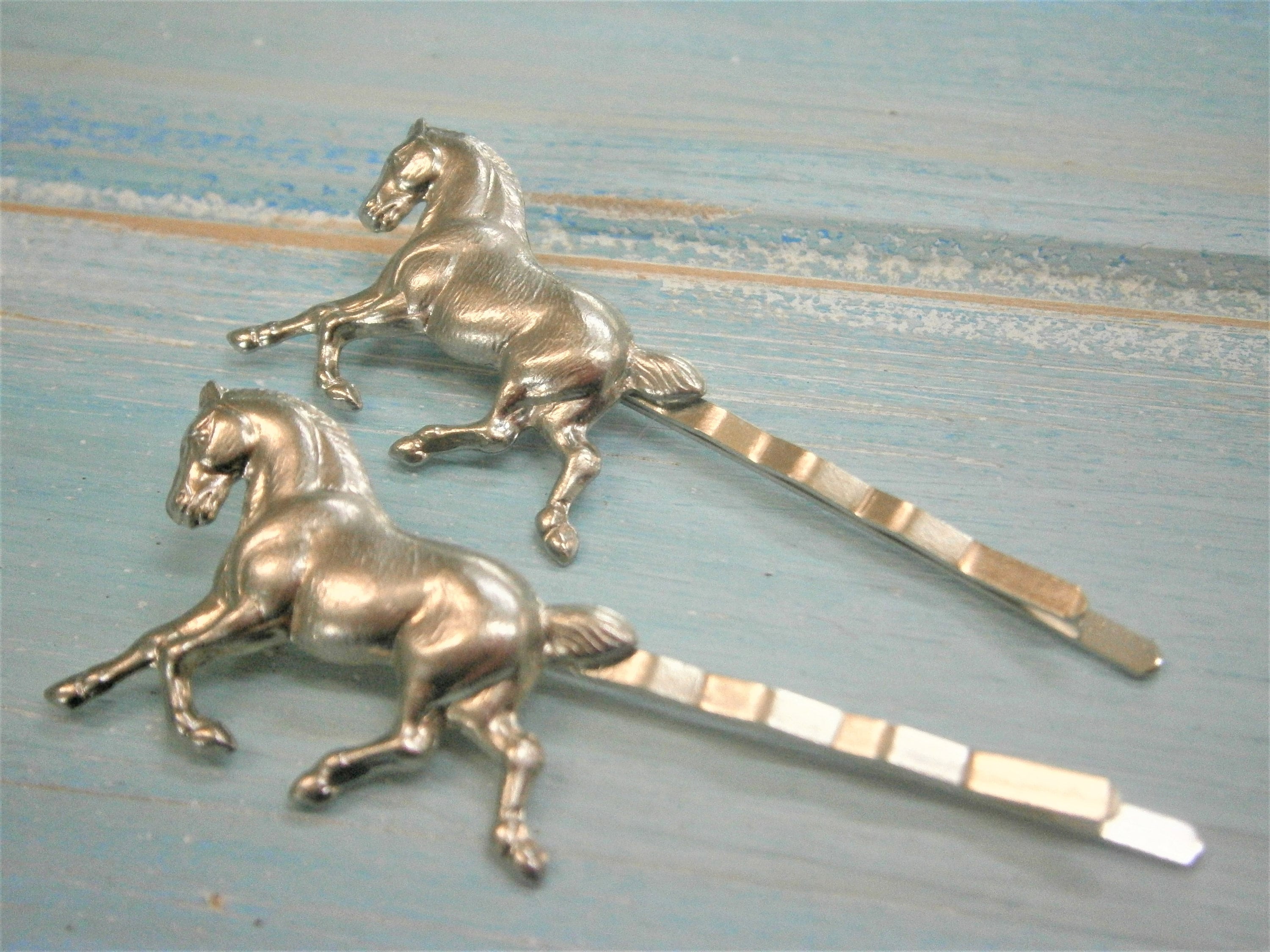 Horse Hair Pin Set of 2 Antique Silver,Horse Bobby Pins,Horse Hair