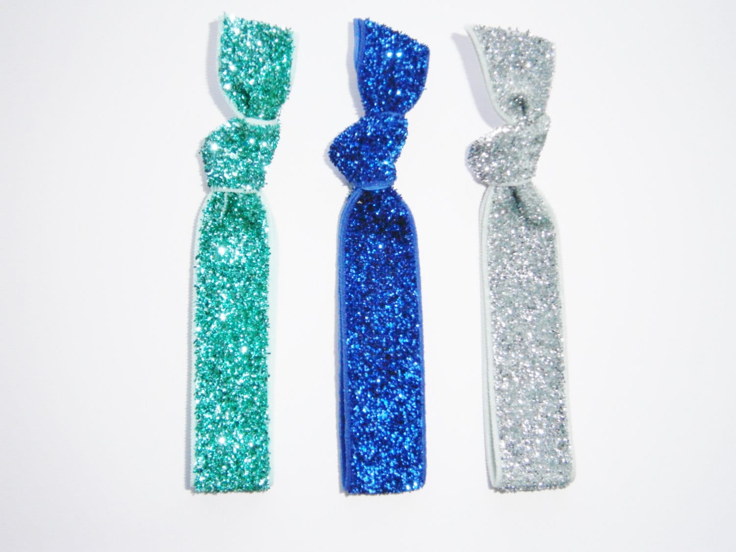 Set of 3 Glitter Hair Tie Package by Crimson Rose Cottage Blue