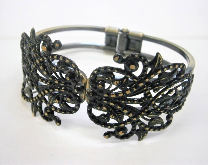 Featured listing image: Black Patina Antique Bronze Filigree Cuff Bracelet/Boho Bracelet/Nature Inspired Bracelet/Bridesmaid Bracelet/Shabby Chic Jewelry