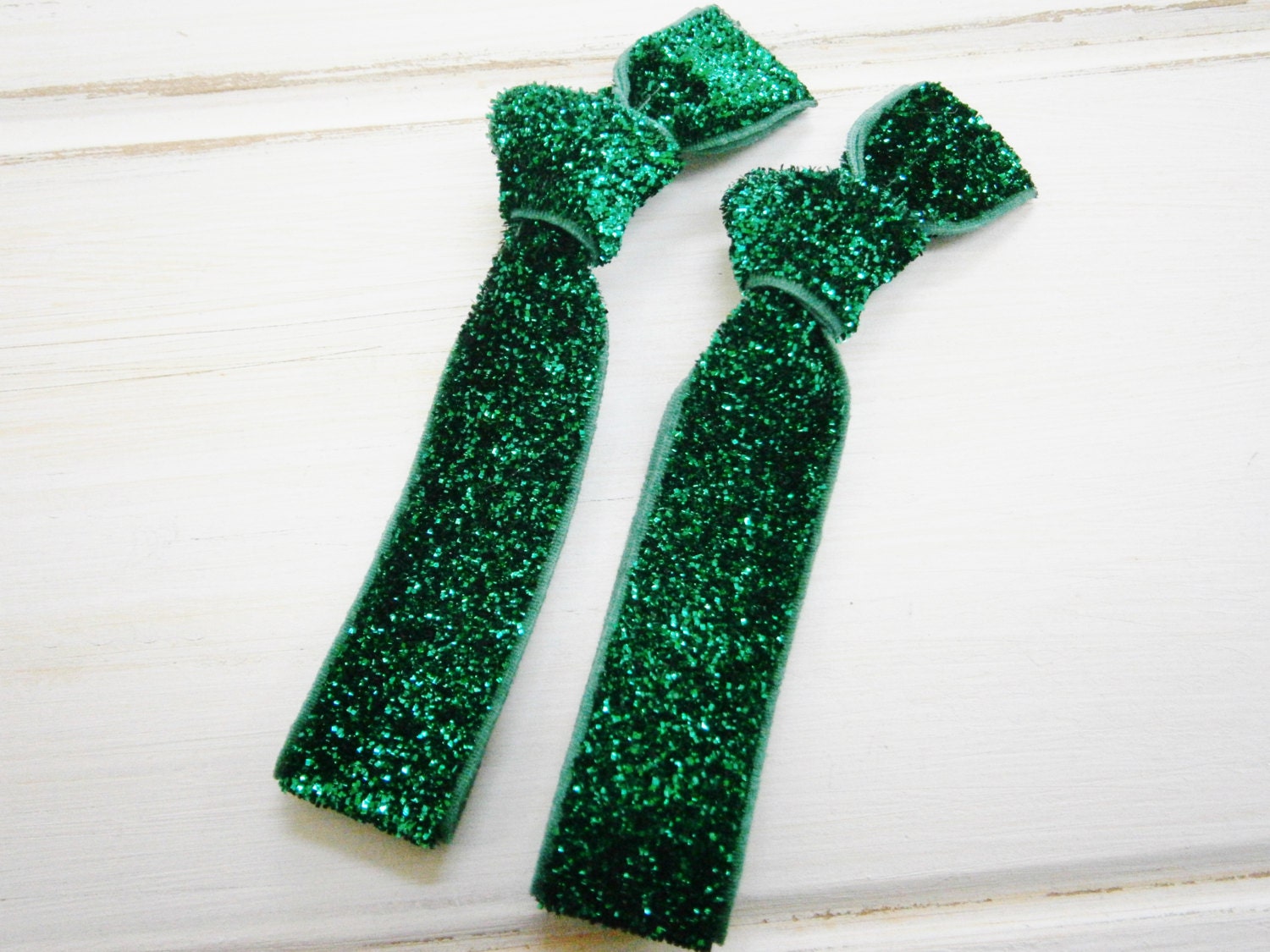 Set of 2 Glitter Hair Tie Package by Crimson Rose Cottage Emerald