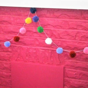 Multi Coloured Yarn Pom Pom Garland/Party Decor/Home Decor/Garland/Bohemian Home Decor/Farmhouse Decor