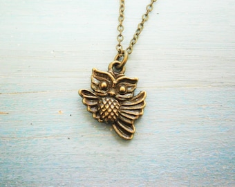 Antique Bronze Owl Charm Necklace/Boho Necklace/Nature Necklace/Woodland Jewellery/Owl Jewelry/Nature Jewelry/Boho Jewelry/Bridesmaid Gift.