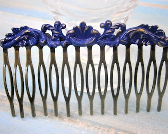 Large Cobalt Blue Patina Filigree Hair Comb - Vintage Inspired/Shabby Chic/Bohemian/Hair Accessory/Bridesmaids Gifts/Bridal Hair Accessory