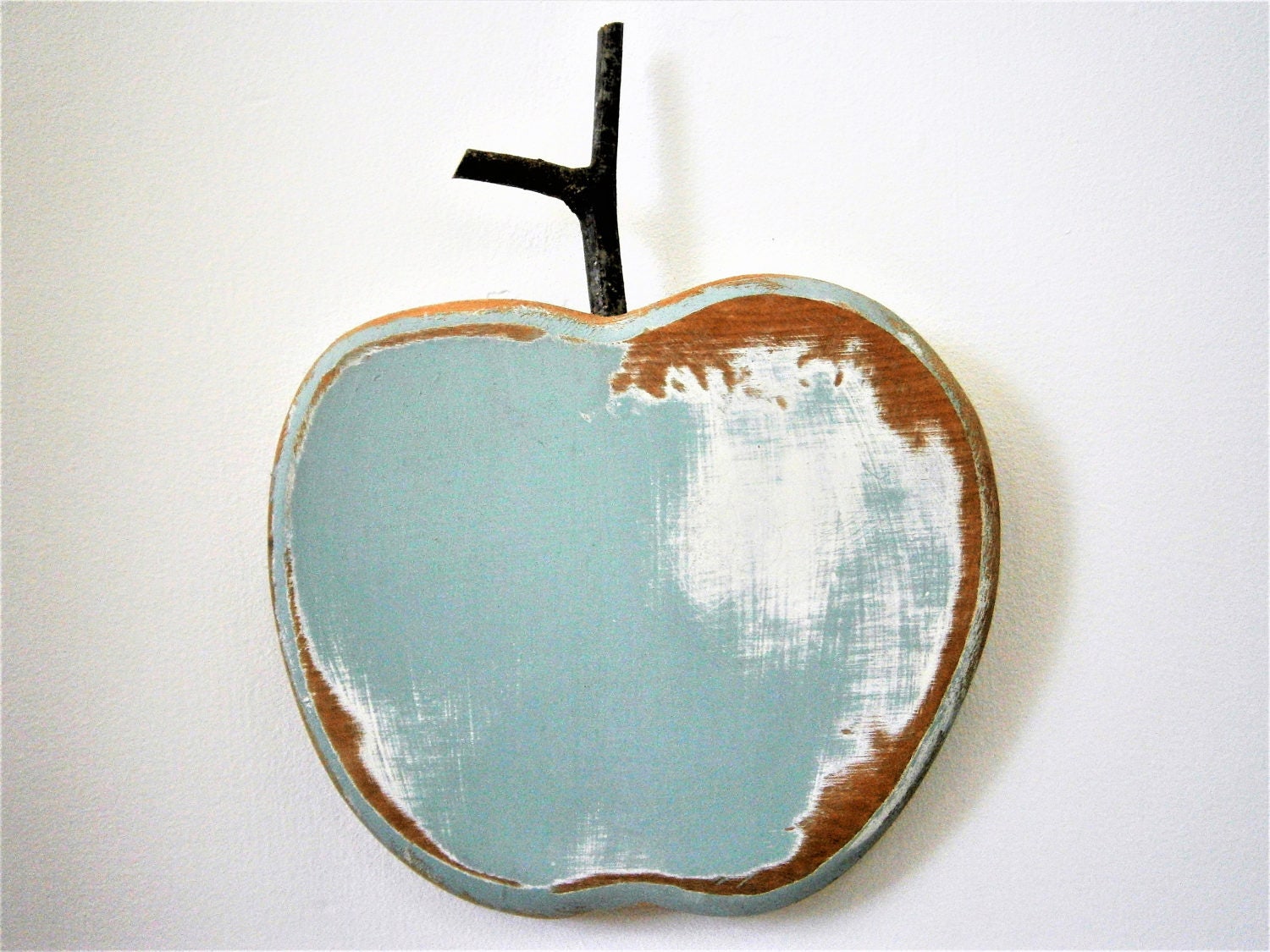 Duck Egg Blue Painted Wood Apple Wall Art Reclaimed Apple