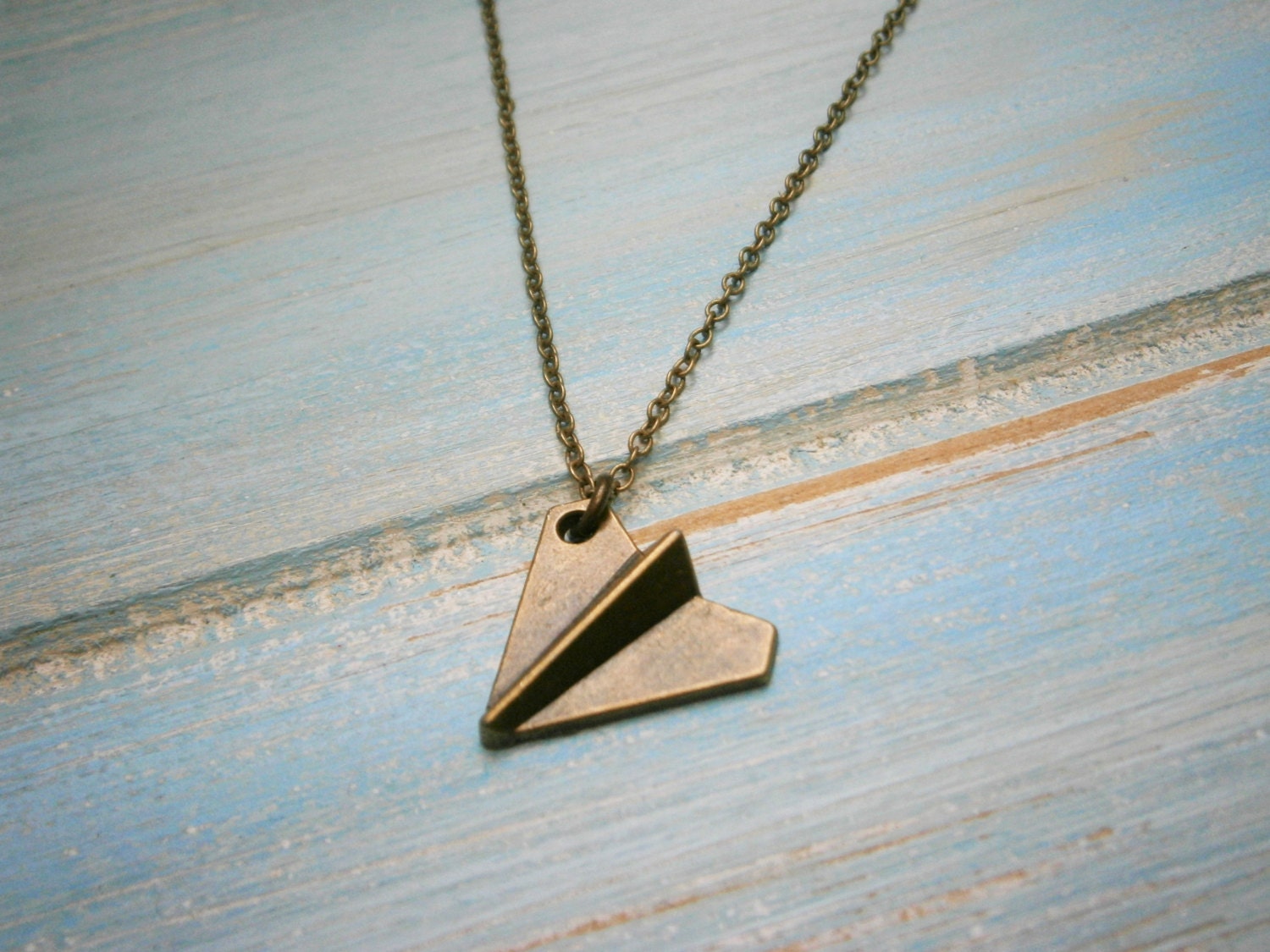 Antique Bronze Paper Plane Charm Necklace/Boho Necklace/Plane Necklace