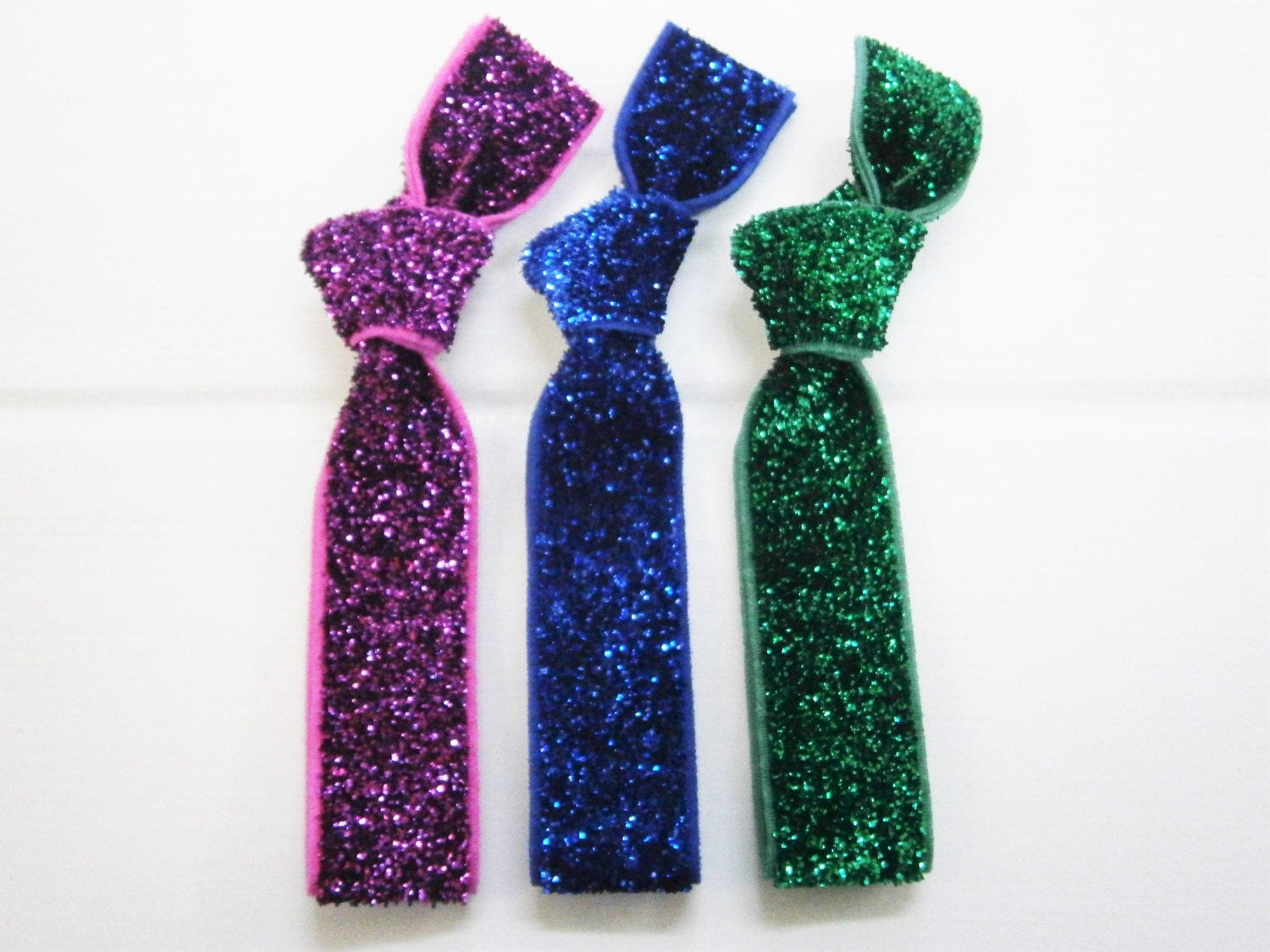 Set of 3 Glitter Hair Tie Package by Crimson Rose Cottage Purple