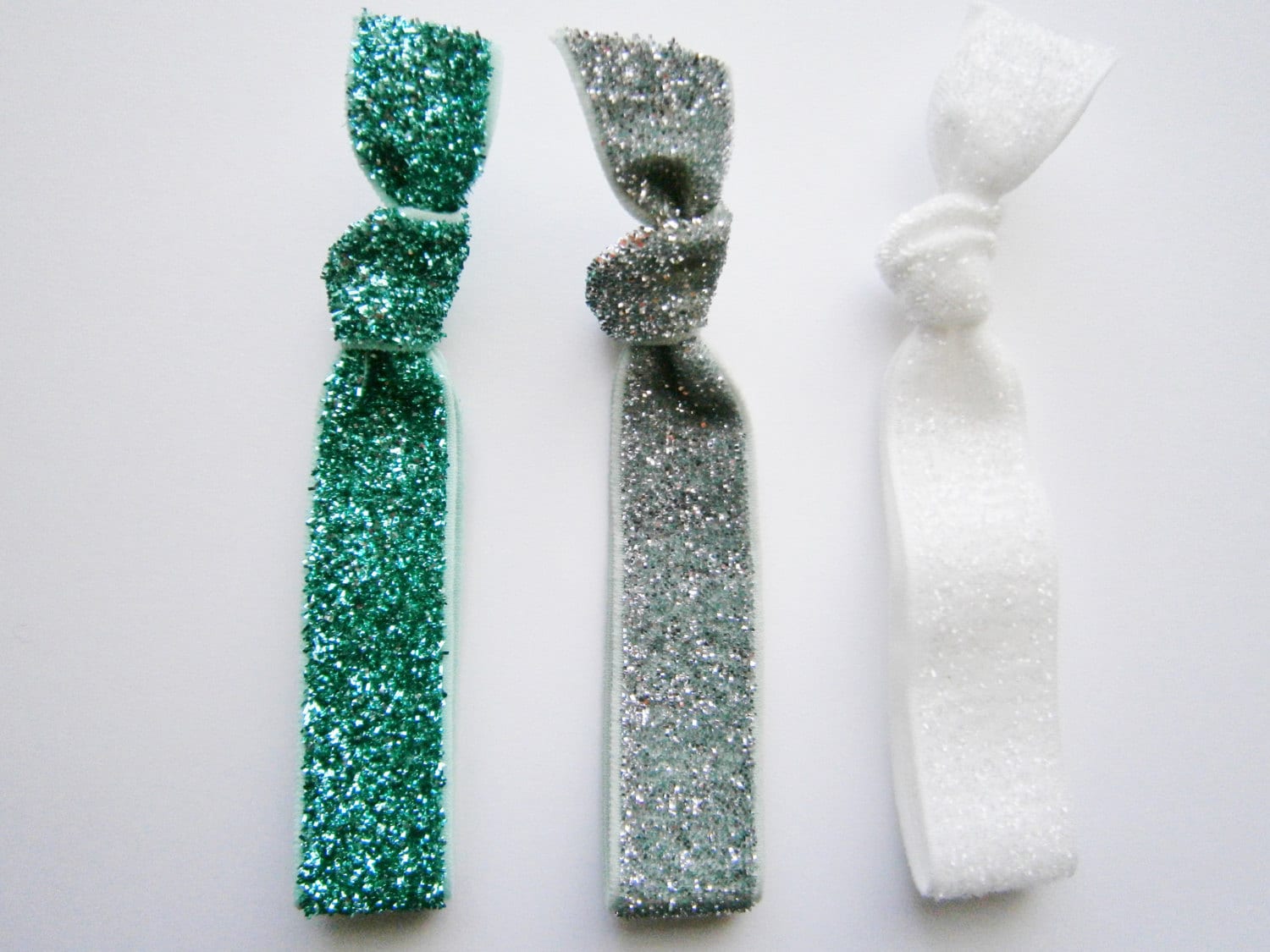 Set of 3 Glitter Hair Tie Package by Crimson Rose Cottage Turquoise