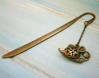 Bookmark with a Antique Bronze Filigree 3D Mouse/Book Lover Bookmark/Mouse Bookmark/Bookmarks for Books/Book Lover/Bookmark/Gift/Mouse Lover