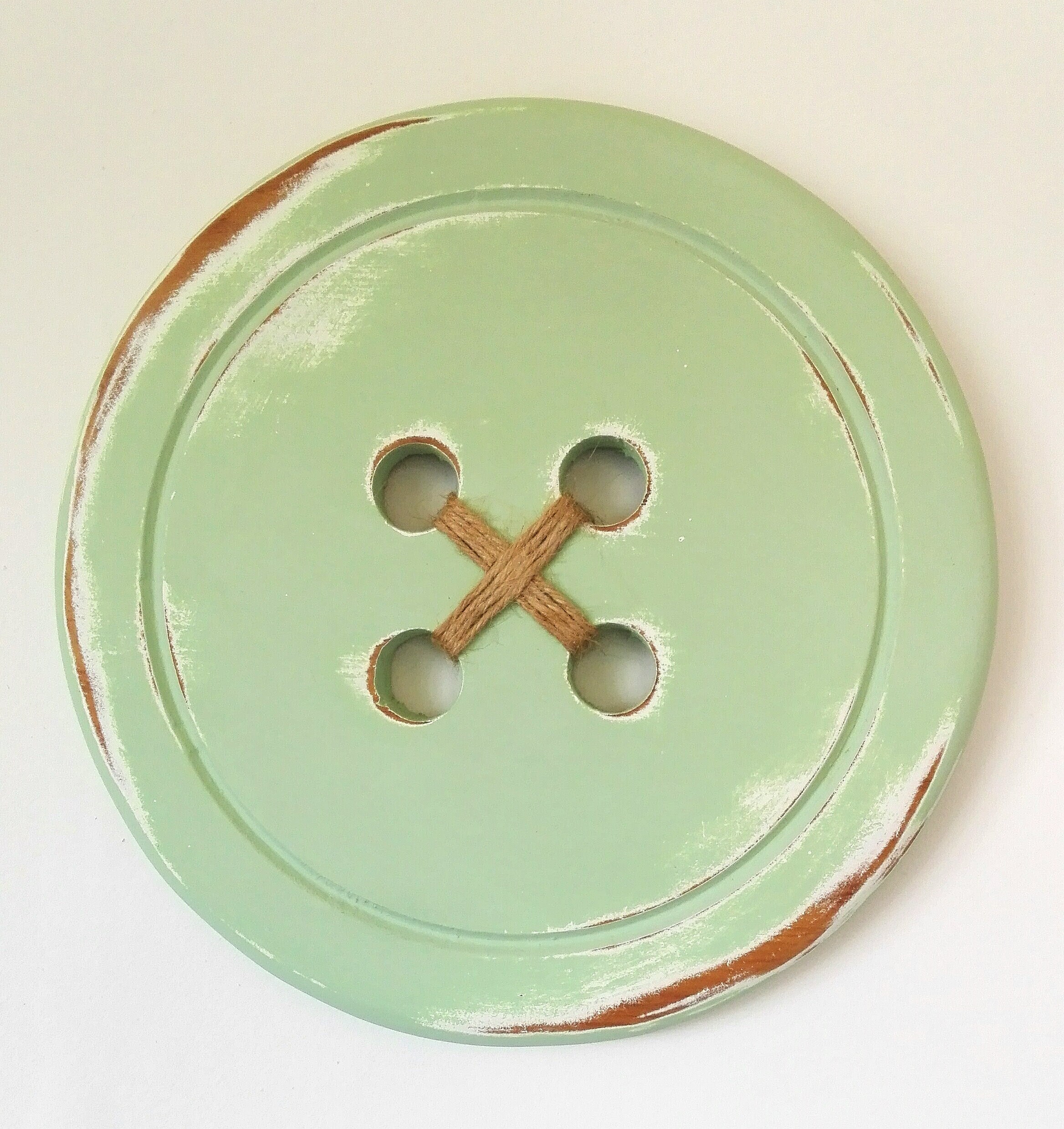 Spring Green Large Wood Button Wall Art/Painted Large Button Etsy