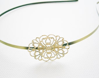 Antique Cream Patina Filigree Headband - Hair Accessory, Bridesmaid Gift, Family Pictures, Stocking Stuffer